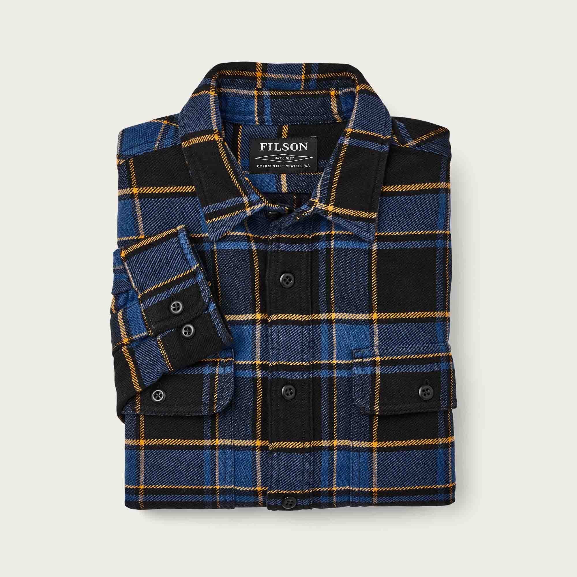 Vintage Flannel Work Shirt, Cobalt / Black Plaid-Skjorter-Filson 1897-Motorious Copenhagen