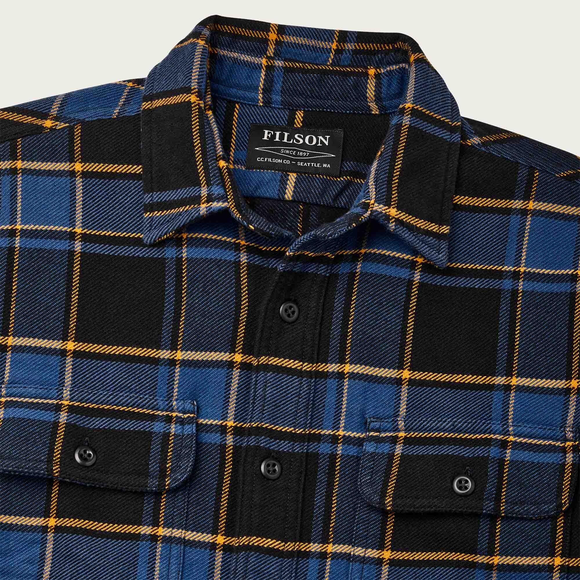 Vintage Flannel Work Shirt, Cobalt / Black Plaid-Skjorter-Filson 1897-Motorious Copenhagen