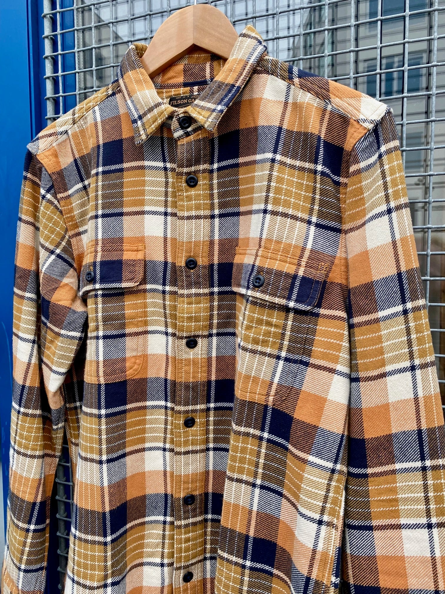 Vintage Flannel Work Shirt, Navy/Cumin/Red-Skjorter-Filson 1897-Motorious Copenhagen