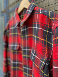Vintage Flannel Work Shirt, Red/Charcoal Plaid-Skjorter-Filson 1897-Motorious Copenhagen
