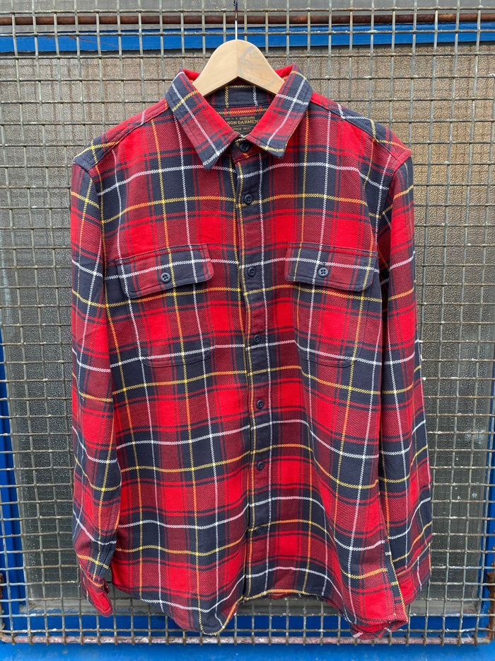 Vintage Flannel Work Shirt, Red/Charcoal Plaid-Skjorter-Filson 1897-Motorious Copenhagen