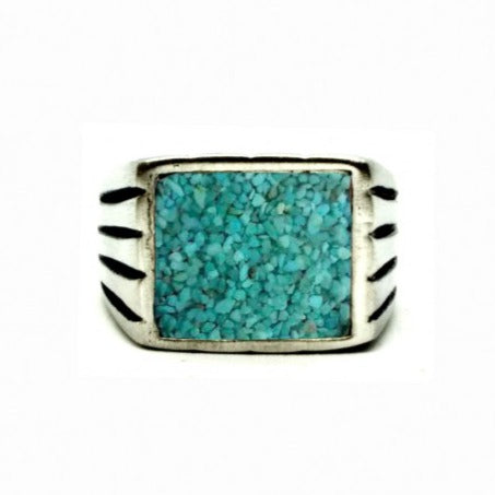 Vintage Pewter Ring, Turquoise Sand-Ringe og Halskæder-Black Pearl Creations-Motorious Copenhagen