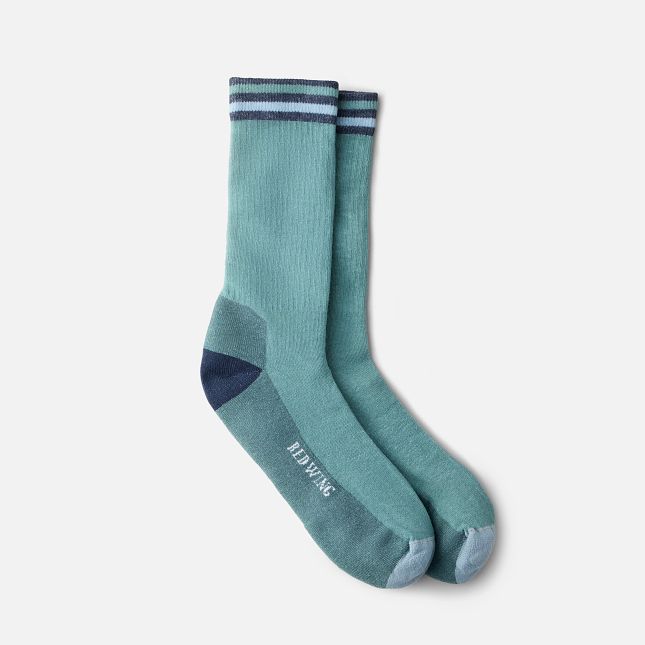 Vintage Stripe, Cotton-blend Crew Socks, Sea Pine/Carbon Navy/Steel Blue-Sokker-Red Wing Shoes-Motorious Copenhagen