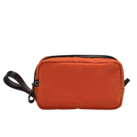 Washbag, Vintage Waxed Canvas, Orange w/ Brown Zipper-Tasker-Croots England-Motorious Copenhagen