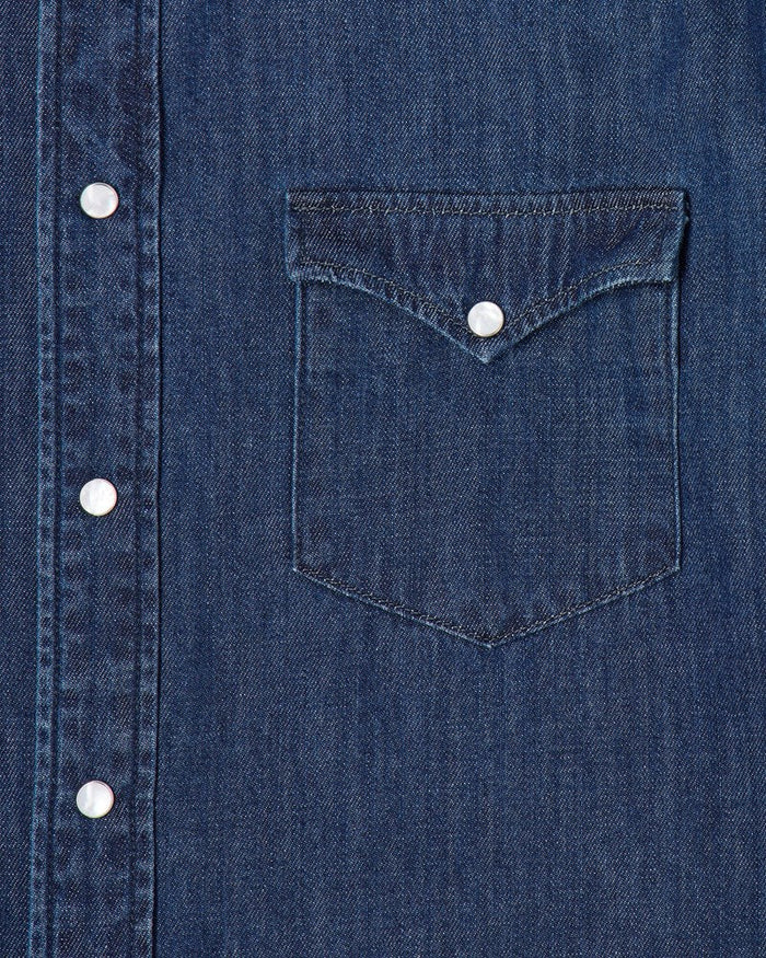 Western Shirt, Blue, Dark Used-Skjorter-Edwin-Motorious Copenhagen