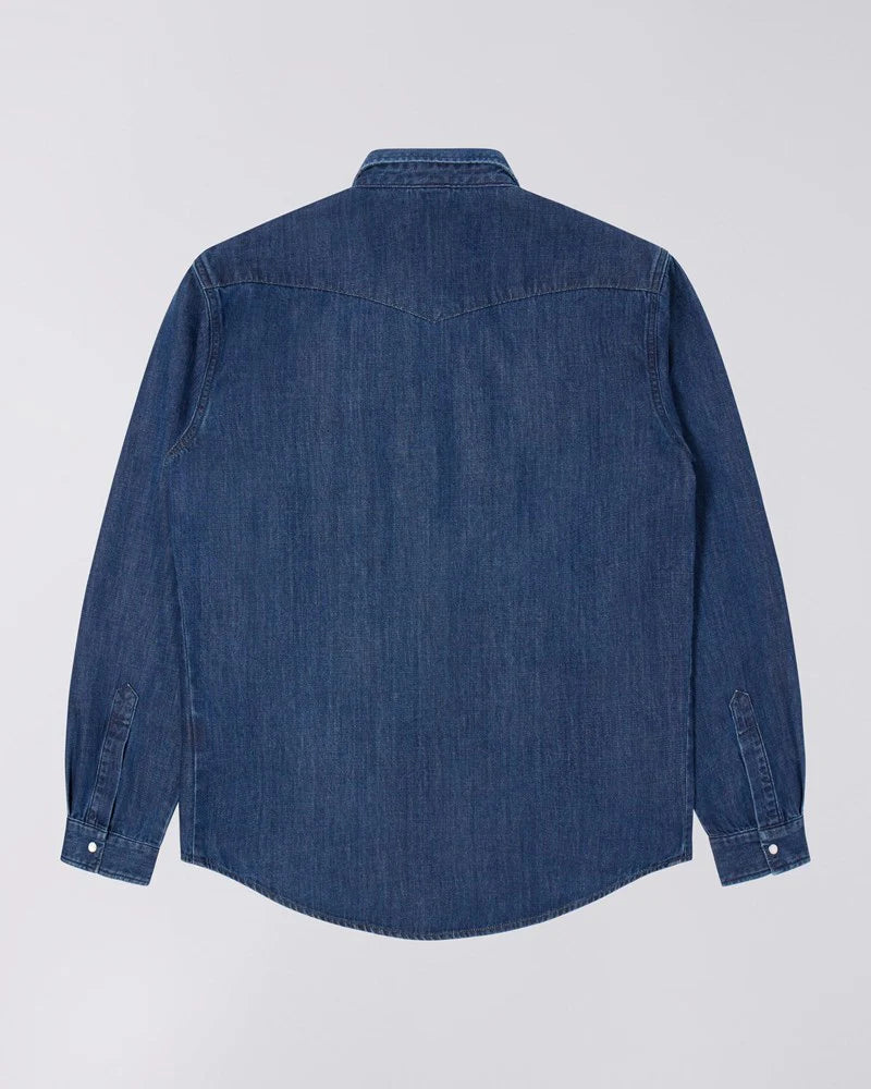 Western Shirt, Blue, Dark Used-Skjorter-Edwin-Motorious Copenhagen