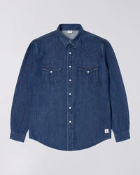 Western Shirt, Blue, Dark Used-Skjorter-Edwin-Motorious Copenhagen