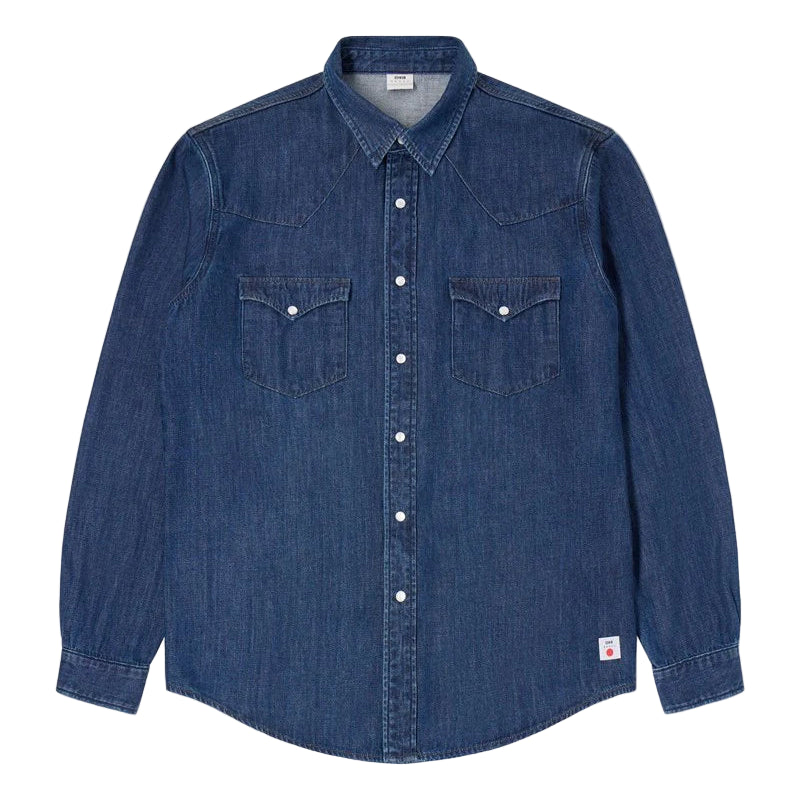 Western Shirt, Blue, Dark Used-Skjorter-Edwin-Motorious Copenhagen