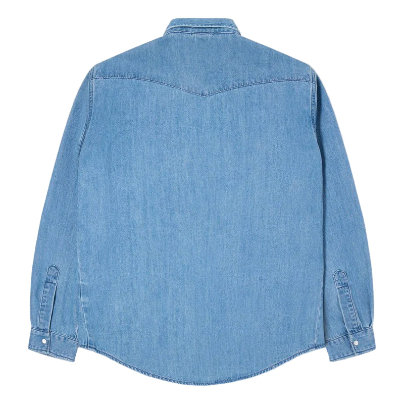 Western Shirt, Blue, Light Used-Skjorter-Edwin-Motorious Copenhagen