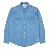 Western Shirt, Blue, Light Used-Skjorter-Edwin-Motorious Copenhagen