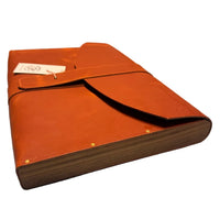 Woody Messenger Bag, Leather/Wood, Cognac, Medium-Tasker-Kalos and Sons-Motorious Copenhagen