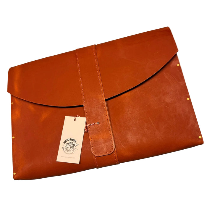 Woody Messenger Bag, Leather/Wood, Cognac, Medium-Tasker-Kalos and Sons-Motorious Copenhagen