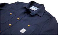 Work Shirt, Herringbone, Indigo Water Wash-Skjorter-Hen's Teeth-Motorious Copenhagen
