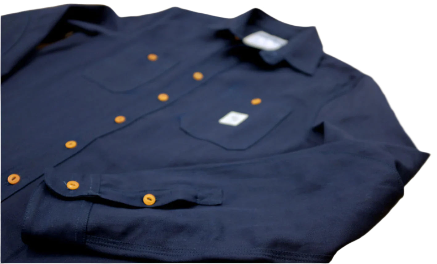 Work Shirt, Herringbone, Indigo Water Wash-Skjorter-Hen's Teeth-Motorious Copenhagen
