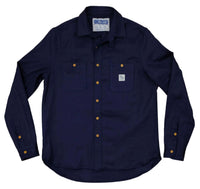 Work Shirt, Herringbone, Indigo Water Wash-Skjorter-Hen's Teeth-Motorious Copenhagen
