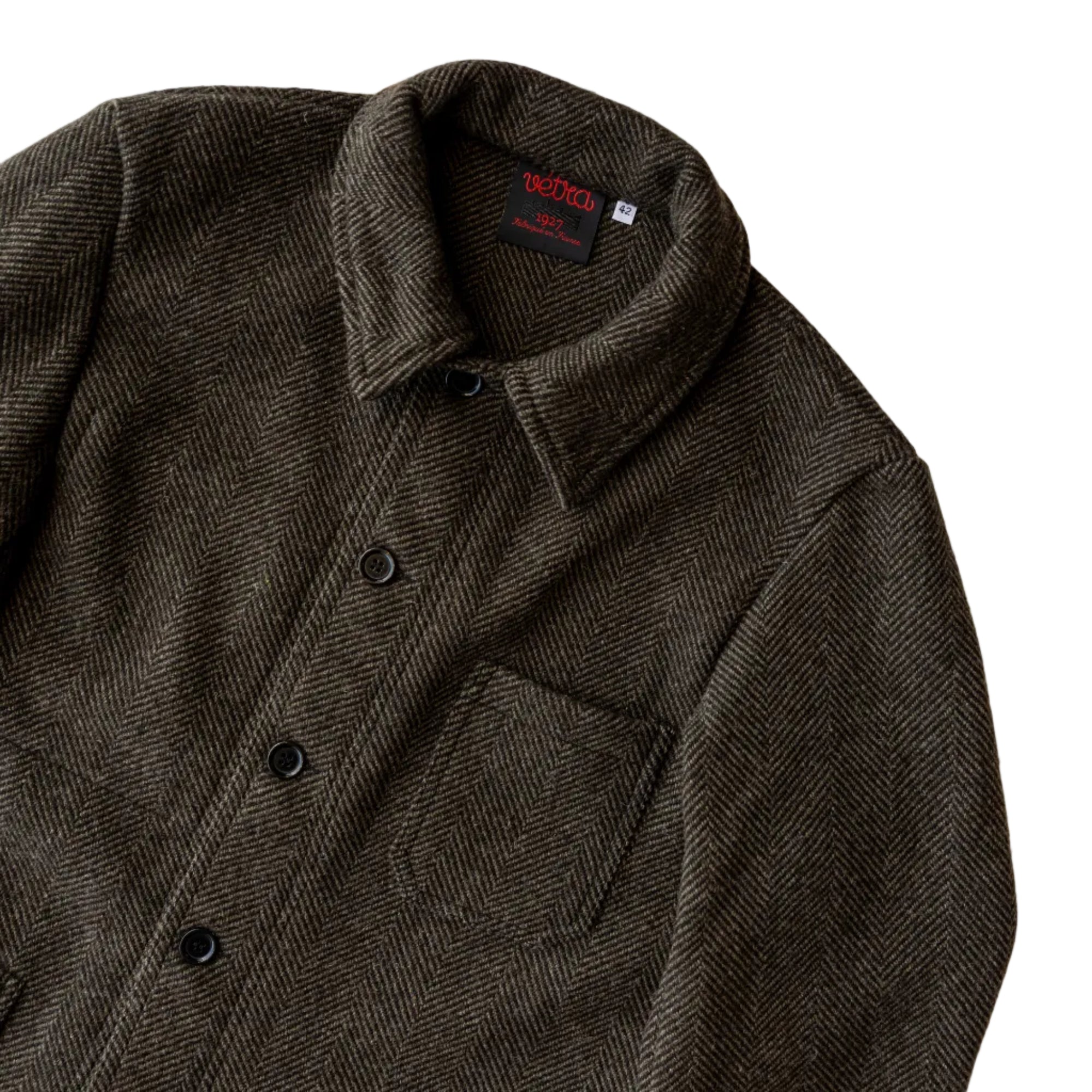 Workwear Jacket, Woolen Herringbone Weaved jacket, Brown-Jakker-Vetra-Motorious Copenhagen