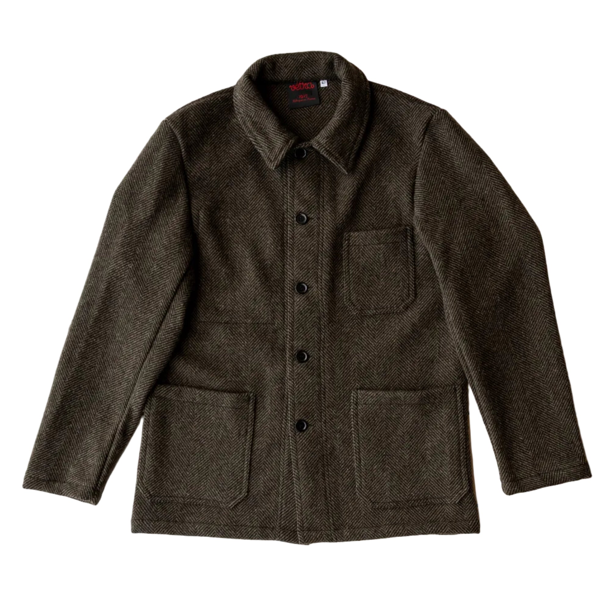 Workwear Jacket, Woolen Herringbone Weaved jacket, Brown-Jakker-Vetra-Motorious Copenhagen