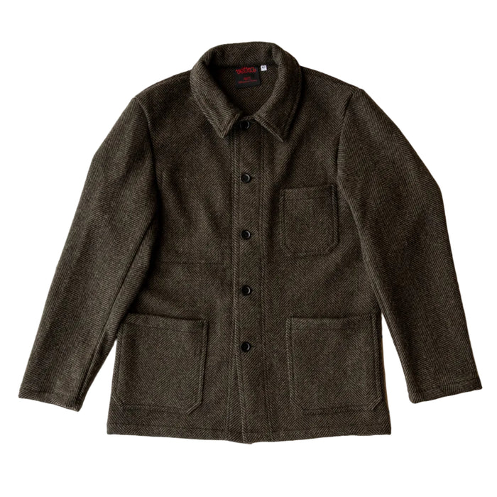 Workwear Jacket, Woolen Herringbone Weaved jacket, Brown-Jakker-Vetra-Motorious Copenhagen