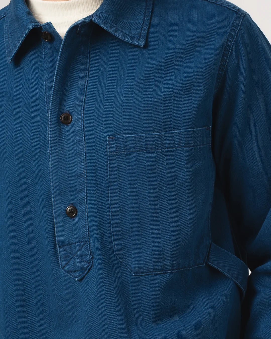 Fisherman Shirt, Herringbone Twill Denim, Blue