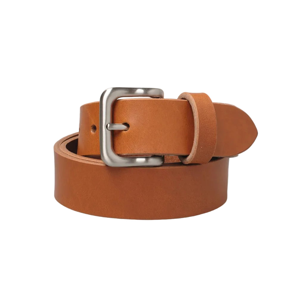 Oily, 35mm Vintage Leather Belt, Cognac/Tankefuld Satin