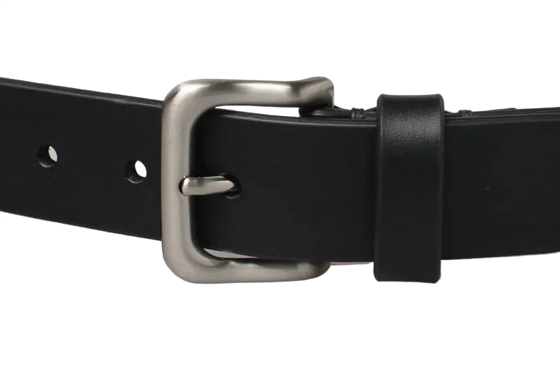 Oily, 35mm Vintage Leather Belt, Black/Tankefuld Satin