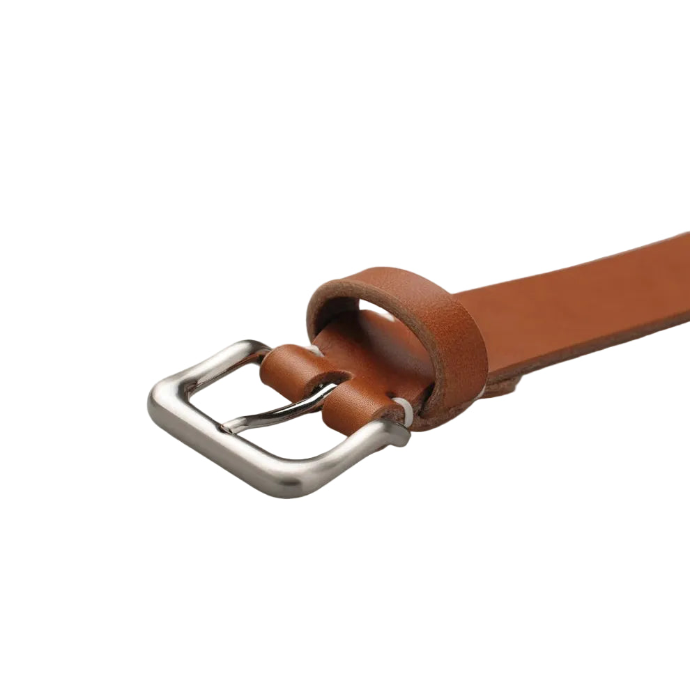 Oily, 35mm Vintage Leather Belt, Cognac/Tankefuld Satin