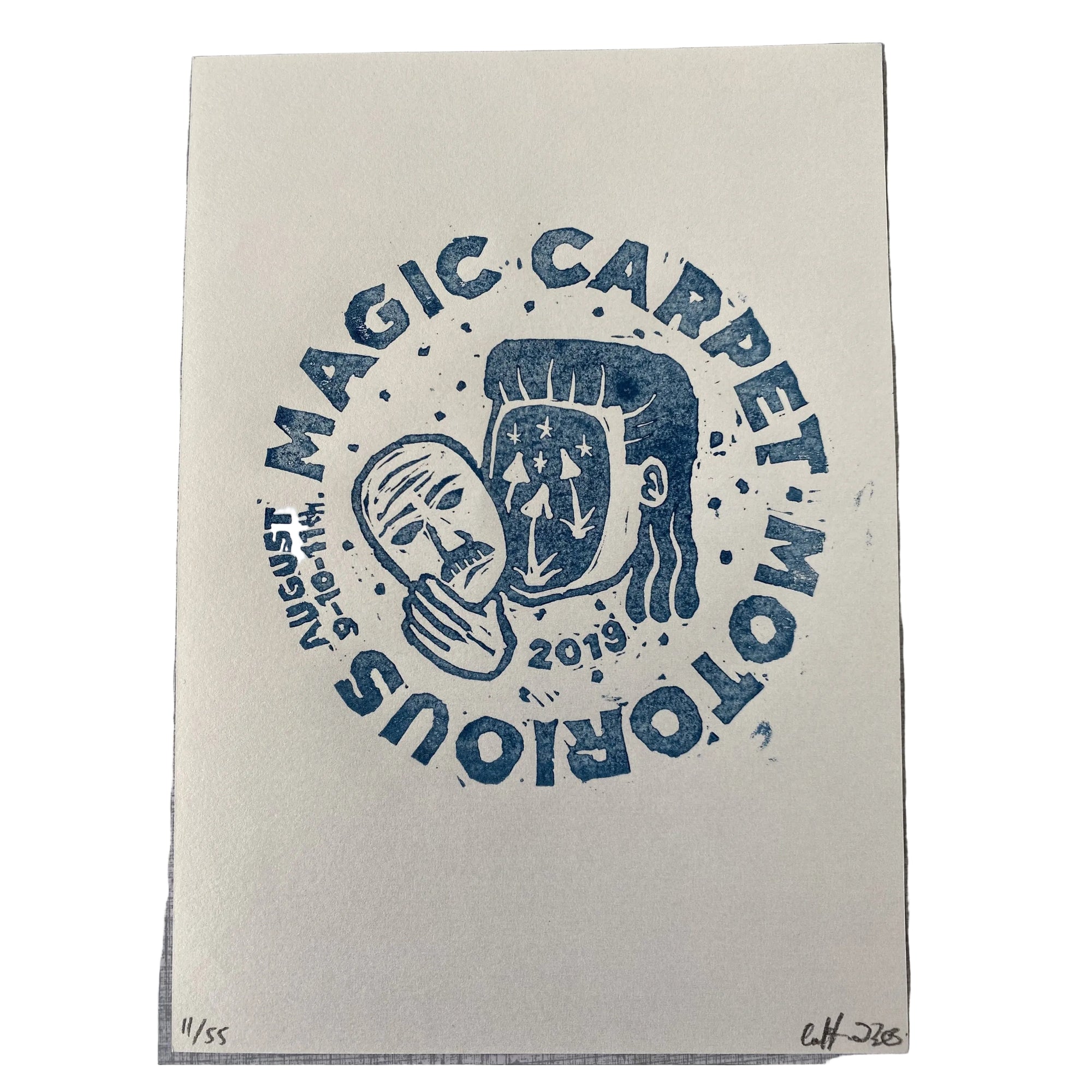 2018 Magic Carpet lino-cut by Christoffer Bildsø, A5 oversize-Linoleumstryk og Plakater-Motorious Copenhagen-Motorious Copenhagen