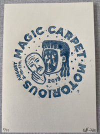2018 Magic Carpet lino-cut by Christoffer Bildsø, A5 oversize-Linoleumstryk og Plakater-Motorious Copenhagen-Motorious Copenhagen