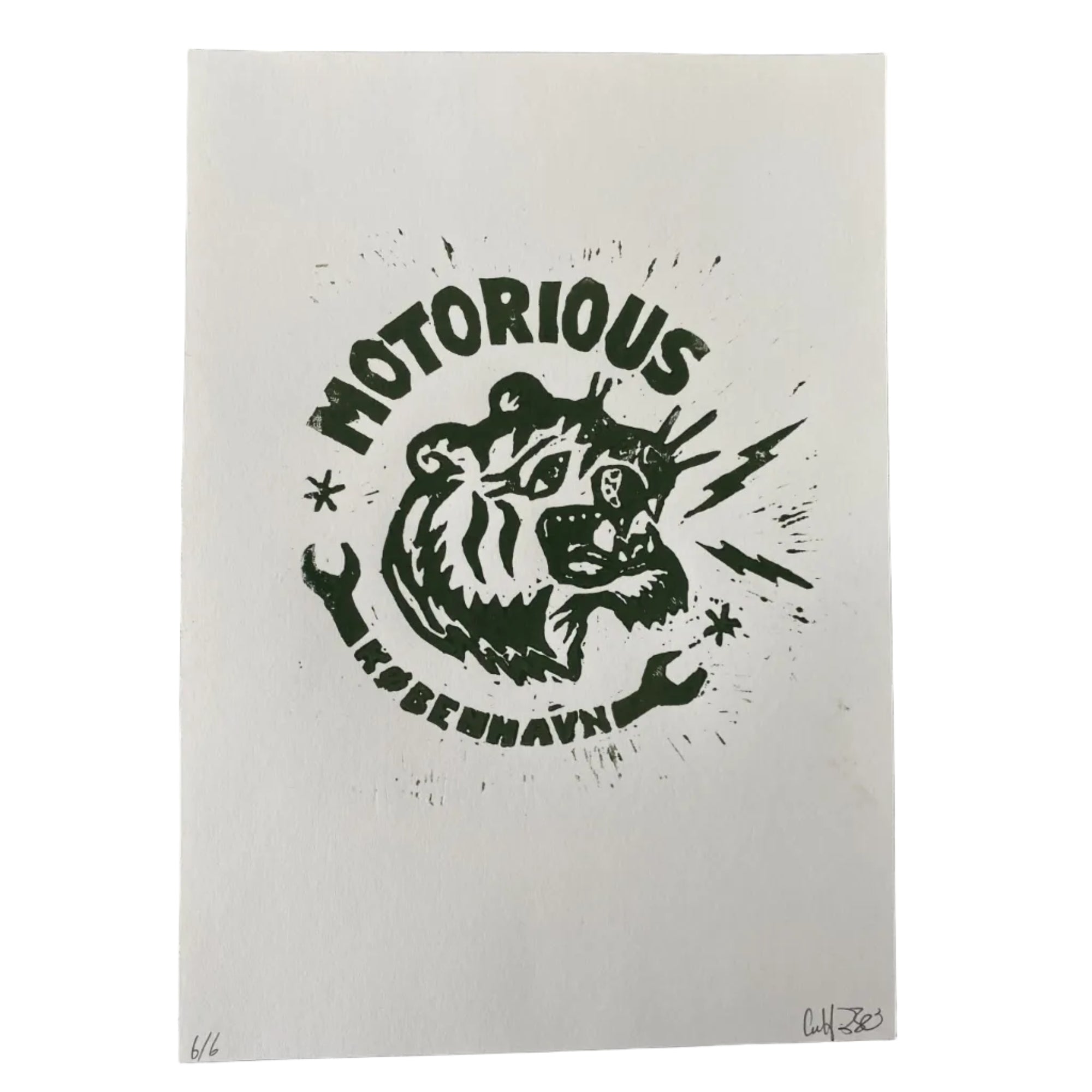2021 Motorious Tiger lino-cut by Christoffer Bildsø, A4-Motorious Copenhagen-Motorious Copenhagen