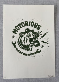 2021 Motorious Tiger lino-cut by Christoffer Bildsø, A4-Motorious Copenhagen-Motorious Copenhagen