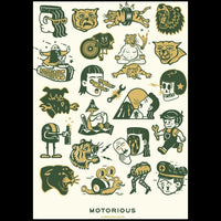 2021 Motorious screen print by Christoffer Bildsø, A3-Linoleumstryk og Plakater-Motorious Copenhagen-Motorious Copenhagen