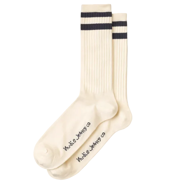 Amundsson Sport Socks, Off-White/Navy-Sokker-Nudie Jeans-Motorious Copenhagen