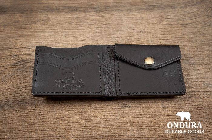 Bifold Coin Wallet, Black-Tegnebøger-Ondura Durable Goods-Motorious Copenhagen