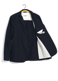 Charlie, Easy Three Button Blazer, Indigo-Blazere-Hansen Garments-Motorious Copenhagen