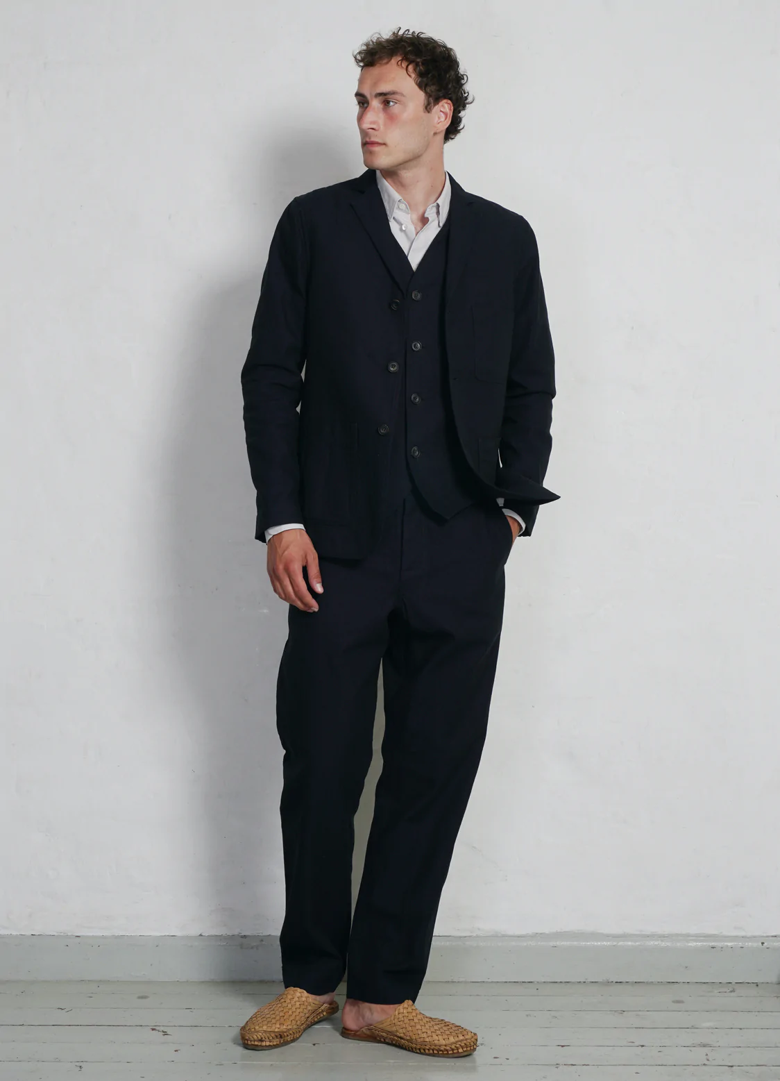 Charlie, Easy Three Button Blazer, Indigo-Blazere-Hansen Garments-Motorious Copenhagen
