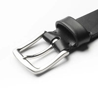 Flintholm, 40mm Belt, Black/Satin Nickel Finish-Bælter-Baunbaek og Lyn-Motorious Copenhagen