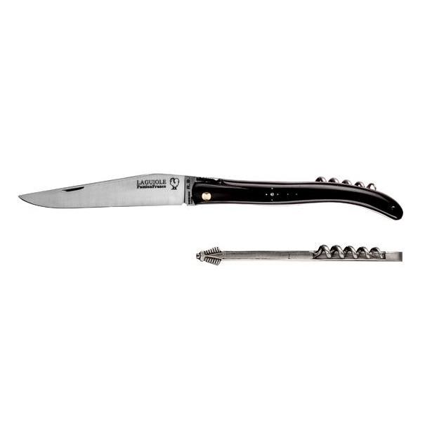 Laguiole with corkscrew, Black horn handle - French pocket knife-Knive og Værktøj-Passion France-Motorious Copenhagen