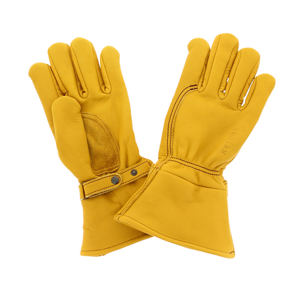 Leather Gloves Doublés, CE motorcycle approved, Gold-Handsker-Kytone-Motorious Copenhagen