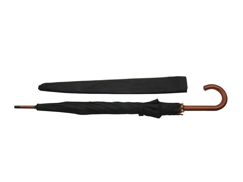 MJM Umbrella, Long, Wood handle, Black-Knive og Værktøj-MJM-Motorious Copenhagen
