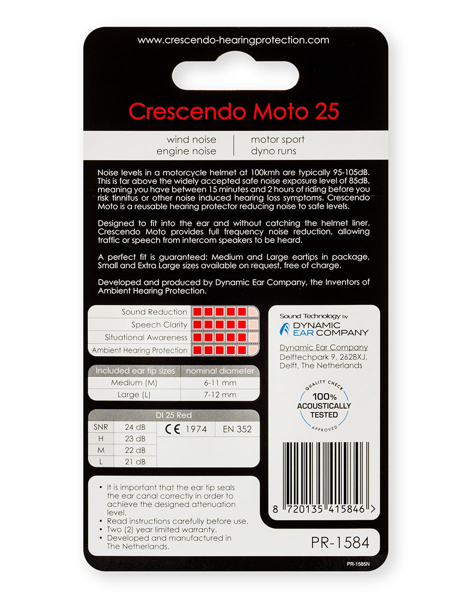 Moto 25, Motorcycle ear plugs-Beskyttelse-Crescendo-Motorious Copenhagen