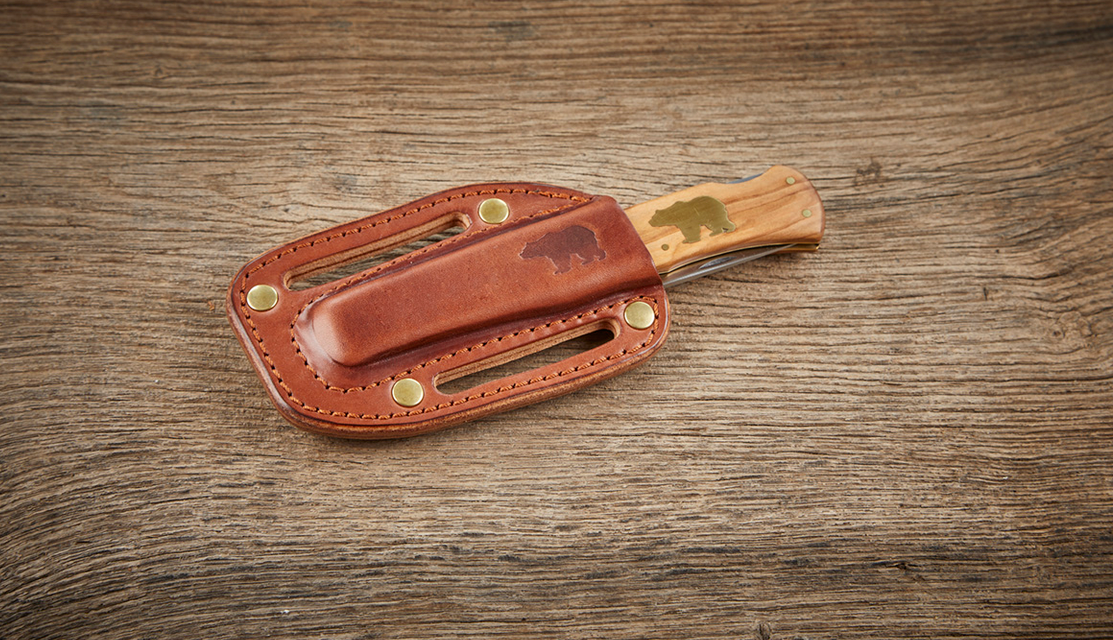 Pocket Knife with Pancake Holster, Brown-Knive og Værktøj-Ondura Durable Goods-Motorious Copenhagen