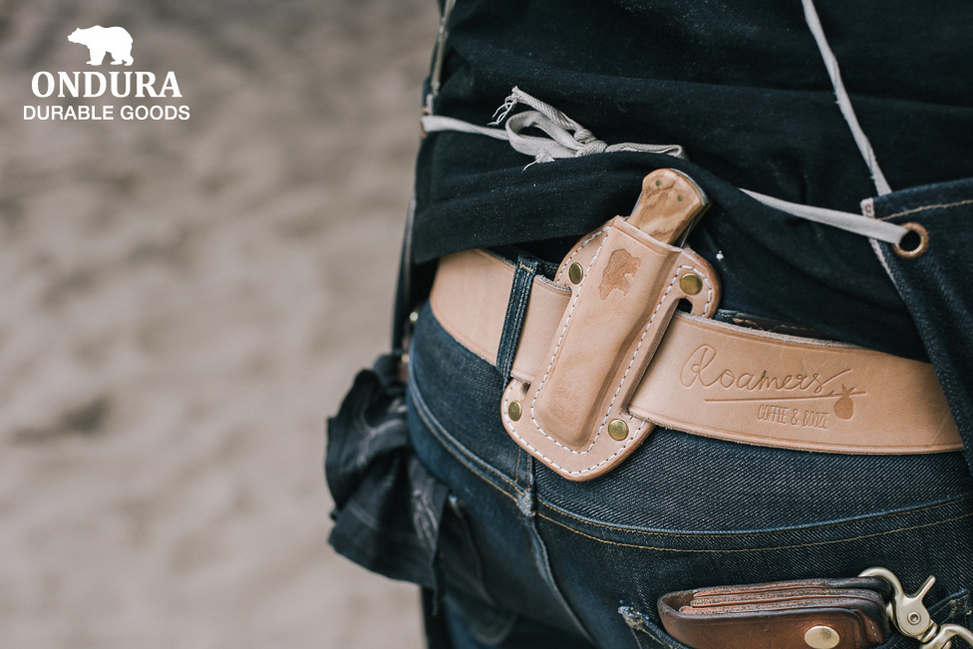 Pocket Knife with Pancake Holster, Brown-Knive og Værktøj-Ondura Durable Goods-Motorious Copenhagen