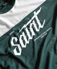 Saint Bolt Script MX top, Green/White-T-shirts-Saint Unbreakable-Motorious Copenhagen
