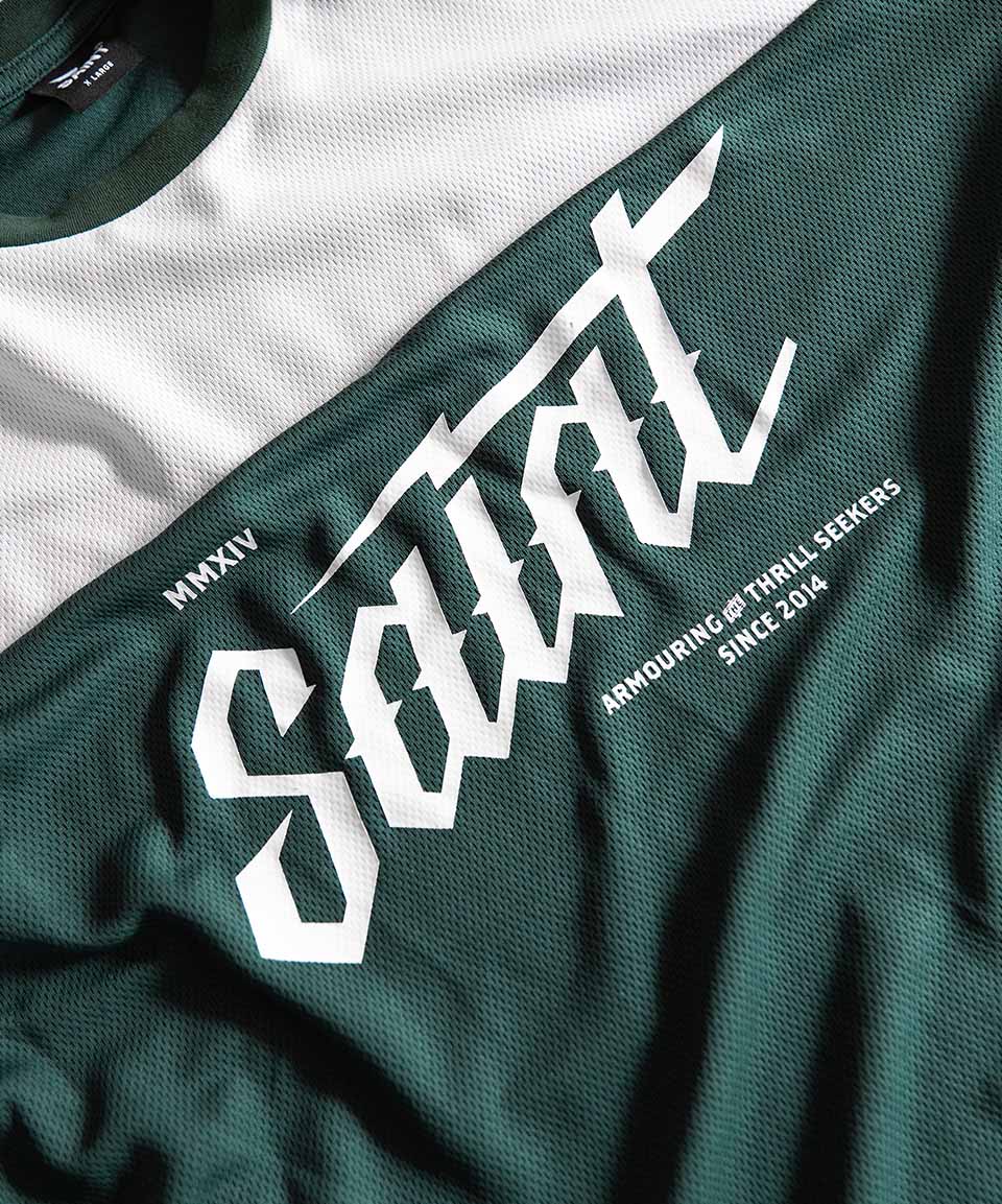 Saint Bolt Script MX top, Green/White-T-shirts-Saint Unbreakable-Motorious Copenhagen