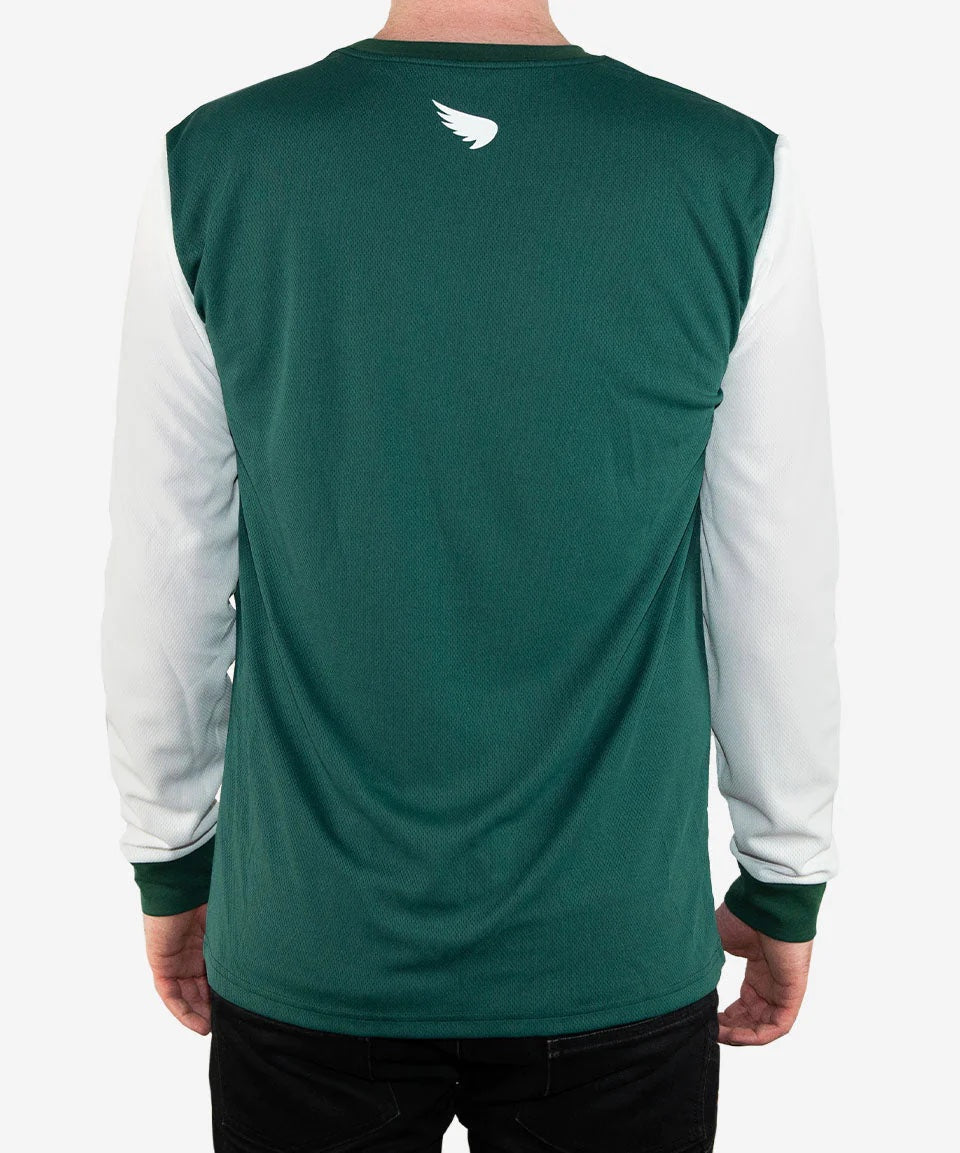 Saint Bolt Script MX top, Green/White-T-shirts-Saint Unbreakable-Motorious Copenhagen
