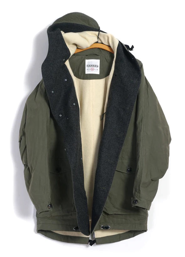 Storm, Hooded Waxed Cotton Parka, Khaki Green-Jakker-Hansen Garments-Motorious Copenhagen
