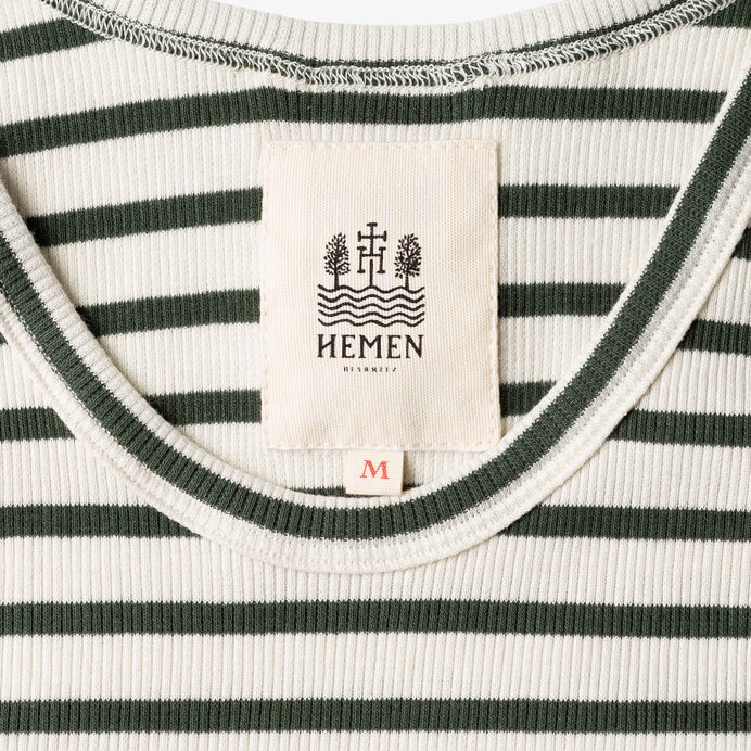 Tank Top Gari, Breton stripe, Natural/Khaki-Undertrøjer-Hemen Biarritz-Motorious Copenhagen