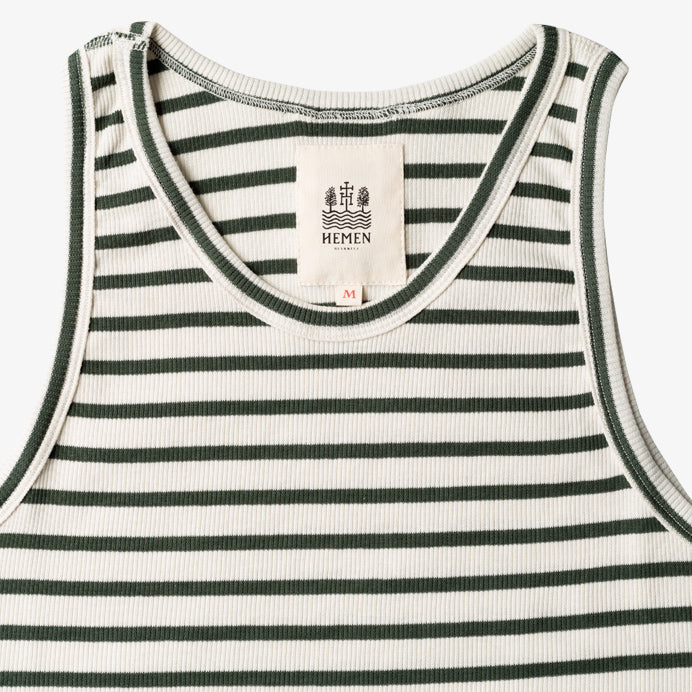 Tank Top Gari, Breton stripe, Natural/Khaki-Undertrøjer-Hemen Biarritz-Motorious Copenhagen