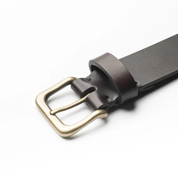 Tankefuld, 35mm leather belt, Antique Brass / Brown-Bælter-Baunbaek og Lyn-Motorious Copenhagen