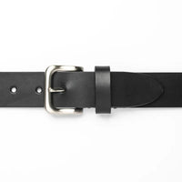 Tankefuld, 35mm leather belt, Satin Nickel / Black-Bælter-Baunbaek og Lyn-Motorious Copenhagen